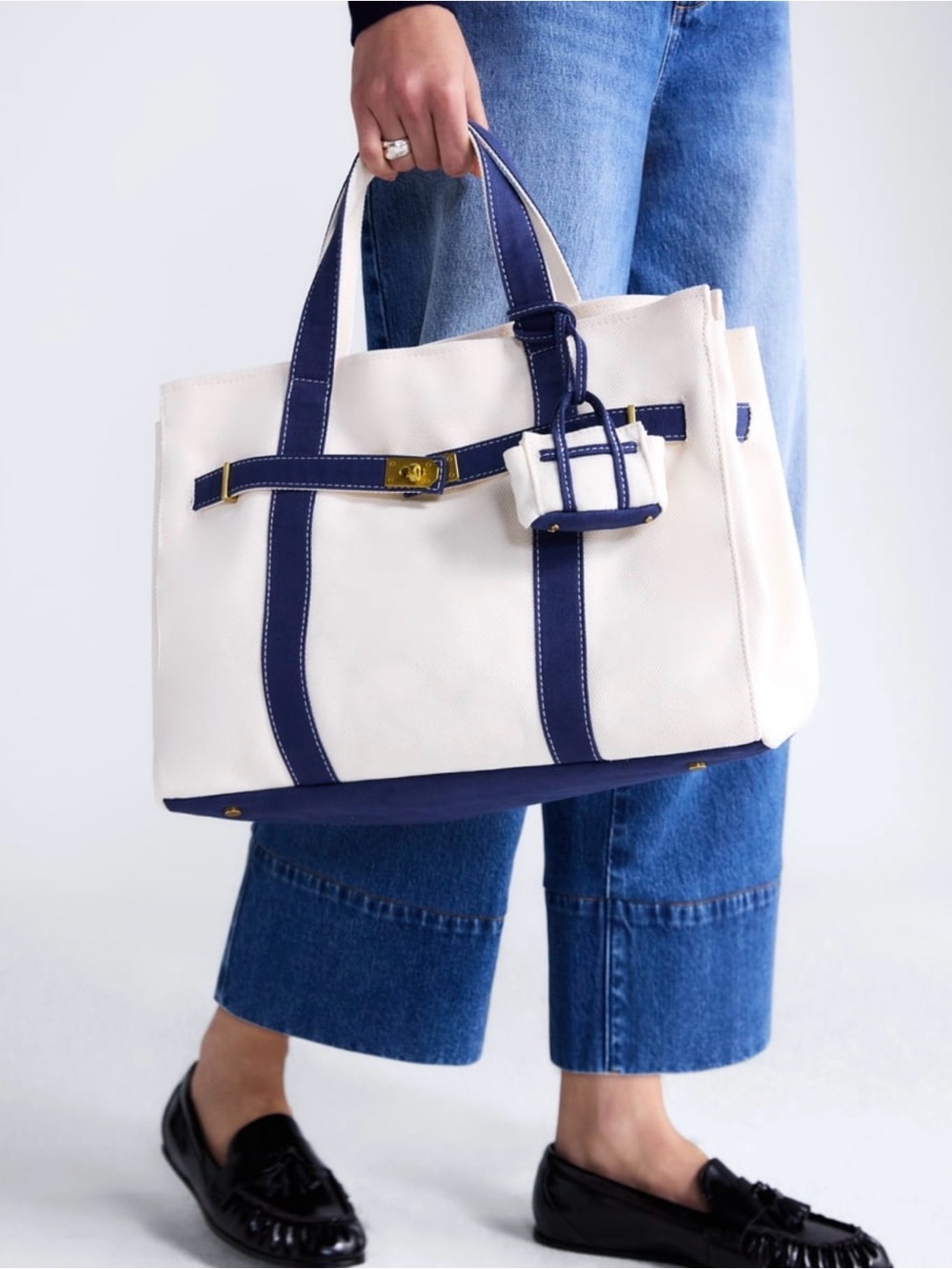 Canvas Boatkin Tote Bag with Mini Charm